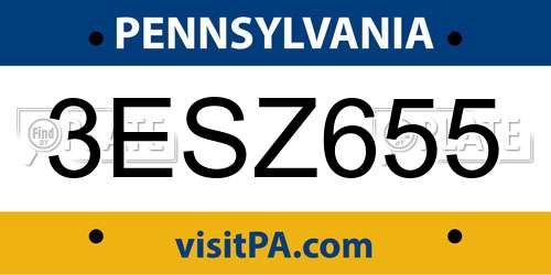 3ESZ655 Pennsylvania License Plate