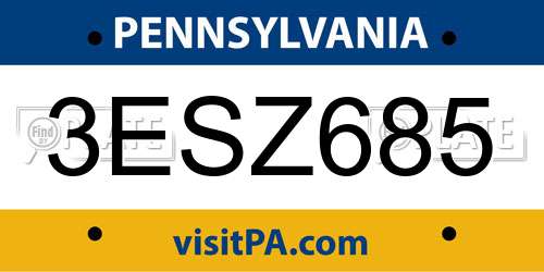 3ESZ685 Pennsylvania License Plate