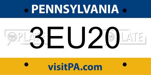 3EU20 Pennsylvania License Plate
