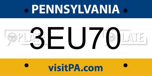 3EU70 Pennsylvania License Plate