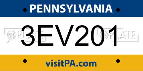 3EV201 Pennsylvania License Plate