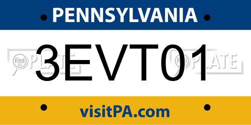 3EVT01 Pennsylvania License Plate