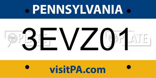 3EVZ01 Pennsylvania License Plate