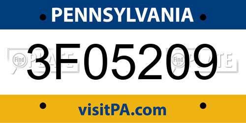 3F05209 Pennsylvania License Plate