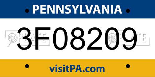 3F08209 Pennsylvania License Plate