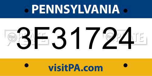 3F31724 Pennsylvania License Plate