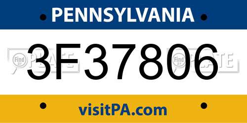 3F37806 Pennsylvania License Plate
