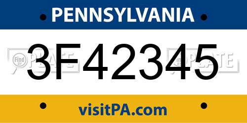 3F42345 Pennsylvania License Plate