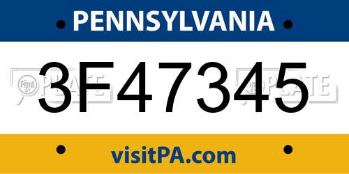 3F47345 Pennsylvania License Plate
