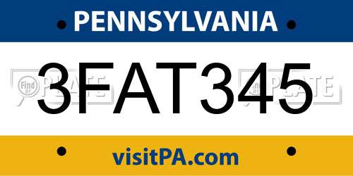 3FAT345 Pennsylvania License Plate