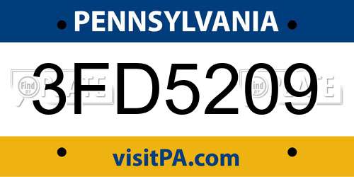 3FD5209 Pennsylvania License Plate