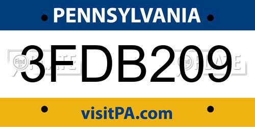 3FDB209 Pennsylvania License Plate