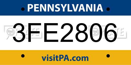 3FE2806 Pennsylvania License Plate
