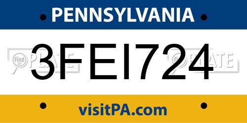 3FEI724 Pennsylvania License Plate