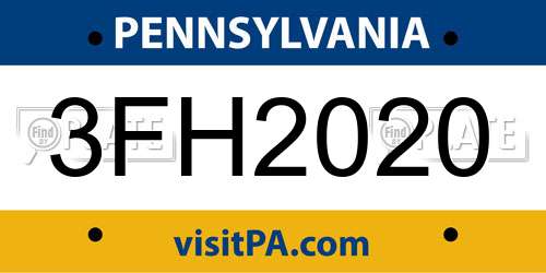 3FH2020 Pennsylvania License Plate