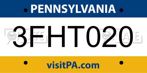 3FHT020 Pennsylvania License Plate