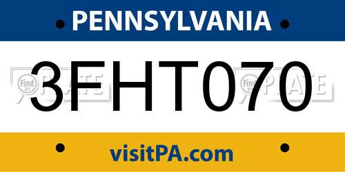 3FHT070 Pennsylvania License Plate