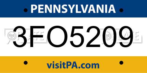3FO5209 Pennsylvania License Plate