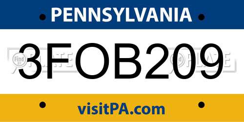 3FOB209 Pennsylvania License Plate
