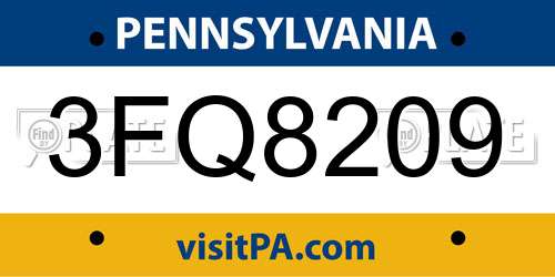 3FQ8209 Pennsylvania License Plate