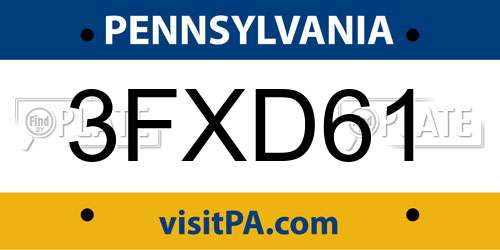 3FXD61 Pennsylvania License Plate
