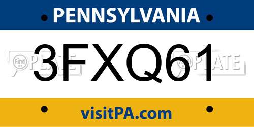 3FXQ61 Pennsylvania License Plate
