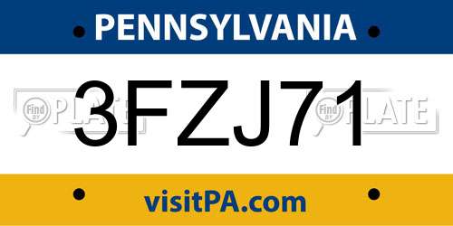 3FZJ71 Pennsylvania License Plate