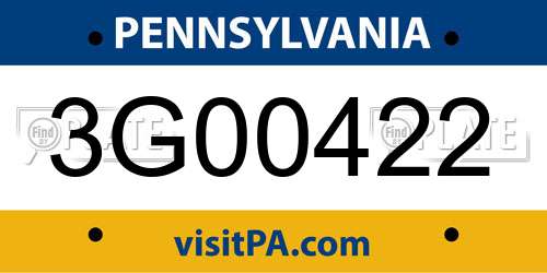 3G00422 Pennsylvania License Plate