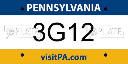 3G12 Pennsylvania License Plate
