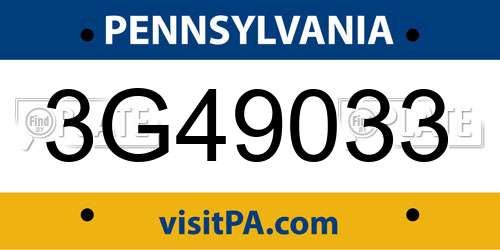 3G49033 Pennsylvania License Plate