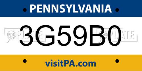 3G59B0 Pennsylvania License Plate