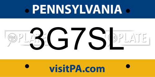 3G7SL Pennsylvania License Plate