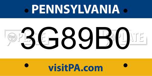 3G89B0 Pennsylvania License Plate