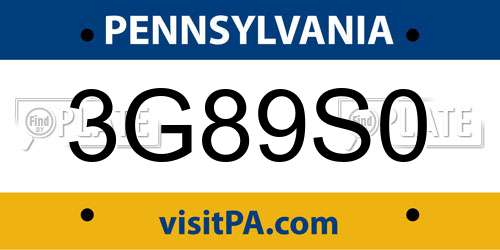 3G89S0 Pennsylvania License Plate