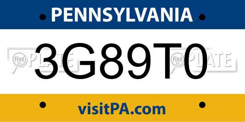 3G89T0 Pennsylvania License Plate