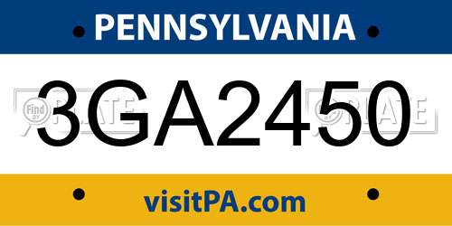 3GA2450 Pennsylvania License Plate