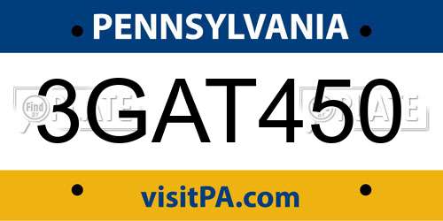 3GAT450 Pennsylvania License Plate