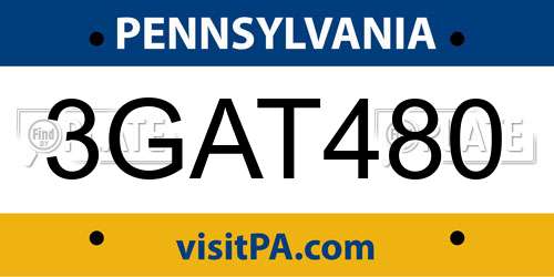 3GAT480 Pennsylvania License Plate