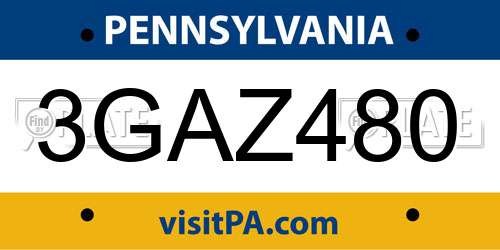 3GAZ480 Pennsylvania License Plate