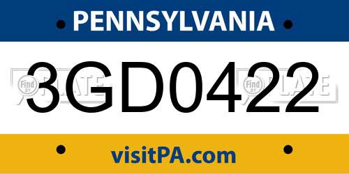 3GD0422 Pennsylvania License Plate