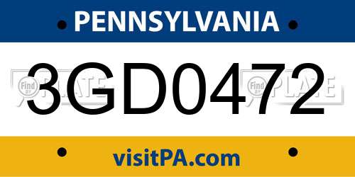 3GD0472 Pennsylvania License Plate