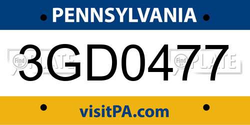 3GD0477 Pennsylvania License Plate