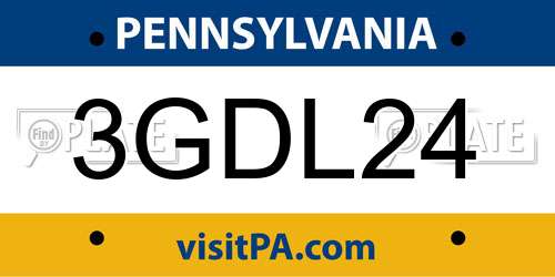 3GDL24 Pennsylvania License Plate