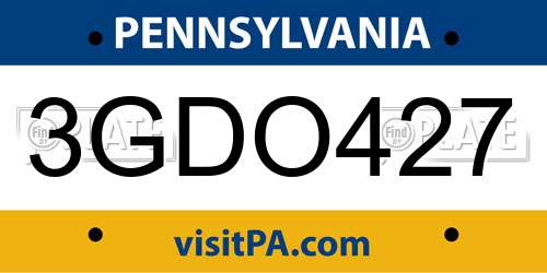 3GDO427 Pennsylvania License Plate