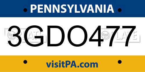 3GDO477 Pennsylvania License Plate