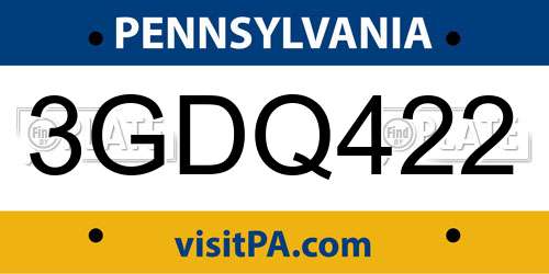 3GDQ422 Pennsylvania License Plate