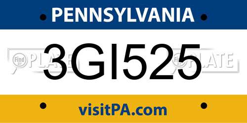 3GI525 Pennsylvania License Plate
