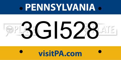 3GI528 Pennsylvania License Plate