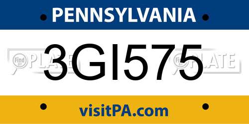 3GI575 Pennsylvania License Plate