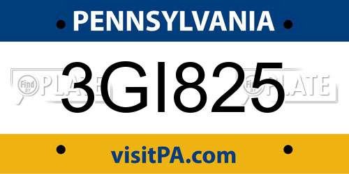 3GI825 Pennsylvania License Plate